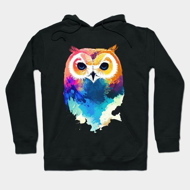 Owl Bird Wild Nature Animal Colors Paint Hoodie by Cubebox